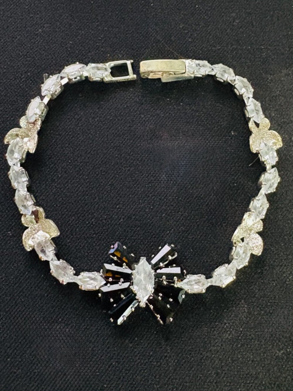 Black and Clear Rhinestone Bracelet-New